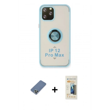 MARSİLYAN™- iPhone 12 Pro Kılıf Yörünge Çizgi - Siyah 6D Mat Seramik Hayalet Nano Ekran Koruyucu + Metal Kamera Lens Koruma Cam - AKYL