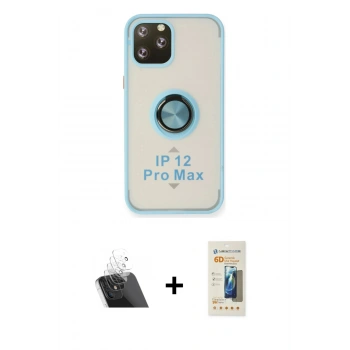 MARSİLYAN™- iPhone 12 Pro Kılıf Yörünge Çizgi - Siyah 6D Mat Seramik Hayalet Nano Ekran Koruyucu + Kamera Lens Koruma Cam - SF