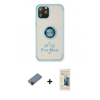 MARSİLYAN™- iPhone 12 Pro Kılıf Yörünge Çizgi - Siyah 6D Mat Seramik Hayalet Nano Ekran Koruyucu + Shine Kamera Lens Koruma Cam - SH