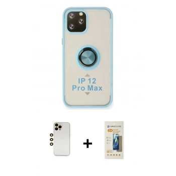 MARSİLYAN™- iPhone 12 Pro Kılıf Yörünge Çizgi - Siyah 6D Mat Seramik Hayalet Nano Ekran Koruyucu + Shine Kamera Lens - GD