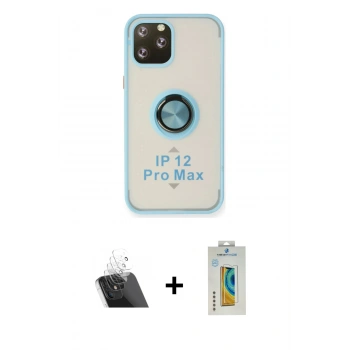MARSİLYAN™- iPhone 12 Pro Kılıf Yörünge Çizgi - Siyah Polymer Nano Ekran Koruyucu + Kamera Lens Koruma Cam - SF