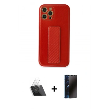 MARSİLYAN™- iPhone 12 Pro Kılıf Yörünge Yansıma - Siyah 3D Antistatik Hayalet Cam Ekran Koruyucu + Kamera Lens Koruma Cam - SF