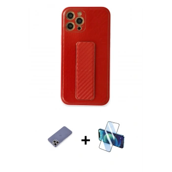 MARSİLYAN™- iPhone 12 Pro Kılıf Yörünge Yansıma - Siyah 3D Antistatik Seramik Nano Ekran Koruyucu + Metal Kamera Lens Koruma Cam - GD
