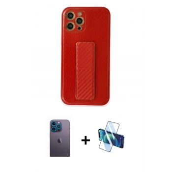 MARSİLYAN™- iPhone 12 Pro Kılıf Yörünge Yansıma - Siyah 3D Antistatik Seramik Nano Ekran Koruyucu + Neon Fosforlu Kamera Lens - MI