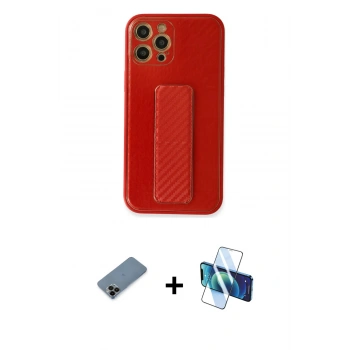 MARSİLYAN™- iPhone 12 Pro Kılıf Yörünge Yansıma - Siyah 3D Antistatik Seramik Nano Ekran Koruyucu + Shine Kamera Lens Koruma Cam - SH