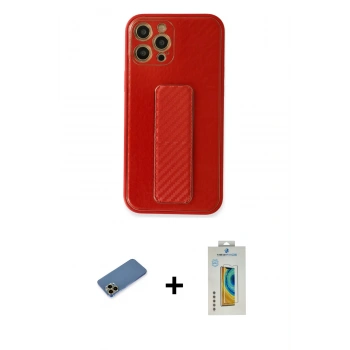 MARSİLYAN™- iPhone 12 Pro Kılıf Yörünge Yansıma - Siyah Polymer Nano Ekran Koruyucu + Shine Kamera Lens Koruma Cam - GD