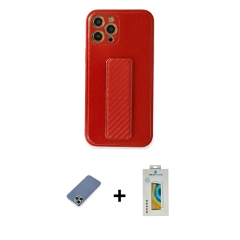 MARSİLYAN™- iPhone 12 Pro Kılıf Yörünge Yansıma - Siyah Polymer Nano Ekran Koruyucu + Metal Kamera Lens Koruma Cam - AKYL