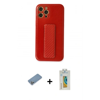 MARSİLYAN™- iPhone 12 Pro Kılıf Yörünge Yansıma - Siyah Polymer Nano Ekran Koruyucu + Shine Kamera Lens Koruma Cam - GS