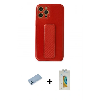 MARSİLYAN™- iPhone 12 Pro Kılıf Yörünge Yansıma - Siyah Polymer Nano Ekran Koruyucu + Shine Kamera Lens Koruma Cam - MI
