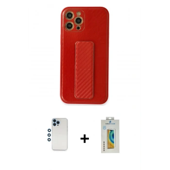 MARSİLYAN™- iPhone 12 Pro Kılıf Yörünge Yansıma - Siyah Polymer Nano Ekran Koruyucu + Shine Kamera Lens - MI
