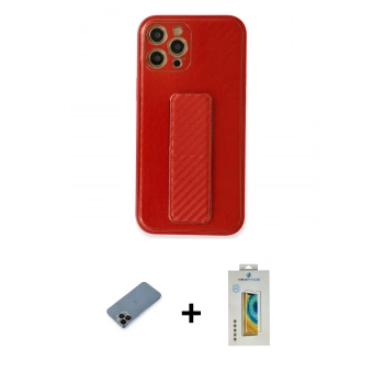 MARSİLYAN™- iPhone 12 Pro Kılıf Yörünge Yansıma - Siyah Polymer Nano Ekran Koruyucu + Shine Kamera Lens Koruma Cam - SH