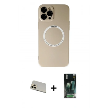 MARSİLYAN™- iPhone 12 Pro Kılıf Zirve Klasik Prime - Şeffaf 360 Full Body Arka Koruyucu + Rainbow Kamera Lens Koruma Cam - GD