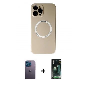 MARSİLYAN™- iPhone 12 Pro Kılıf Zirve Klasik Prime - Şeffaf 360 Full Body Arka Koruyucu + Neon Fosforlu Kamera Lens - MI