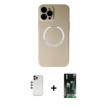 MARSİLYAN™- iPhone 12 Pro Kılıf Zirve Klasik Prime - Şeffaf 360 Full Body Arka Koruyucu + Shine Kamera Lens - GS