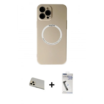 MARSİLYAN™- iPhone 12 Pro Kılıf Zirve Klasik Prime - Şeffaf Uv Polymer Nano Ekran Koruyucu + Rainbow Kamera Lens Koruma Cam - GD