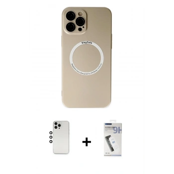 MARSİLYAN™- iPhone 12 Pro Kılıf Zirve Klasik Prime - Şeffaf Uv Polymer Nano Ekran Koruyucu + Shine Kamera Lens - GS