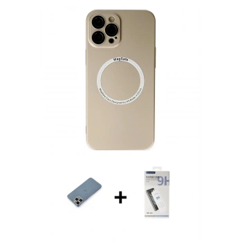 MARSİLYAN™- iPhone 12 Pro Kılıf Zirve Klasik Prime - Şeffaf Uv Polymer Nano Ekran Koruyucu + Metal Kamera Lens Koruma Cam - MR