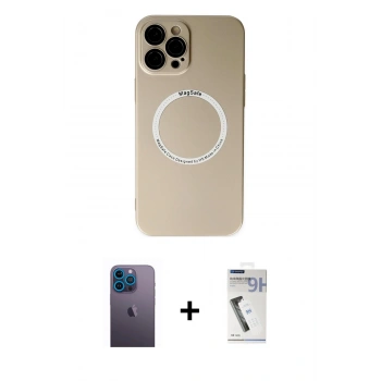 MARSİLYAN™- iPhone 12 Pro Kılıf Zirve Klasik Prime - Şeffaf Uv Polymer Nano Ekran Koruyucu + Neon Fosforlu Kamera Lens - MI