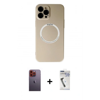 MARSİLYAN™- iPhone 12 Pro Kılıf Zirve Klasik Prime - Şeffaf Uv Polymer Nano Ekran Koruyucu + Neon Fosforlu Kamera Lens - TU