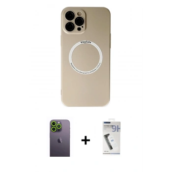 MARSİLYAN™- iPhone 12 Pro Kılıf Zirve Klasik Prime - Şeffaf Uv Polymer Nano Ekran Koruyucu + Neon Fosforlu Kamera Lens - YL