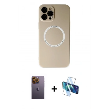 MARSİLYAN™- iPhone 12 Pro Kılıf Zirve Klasik Prime - Siyah 3D Antistatik Seramik Nano Ekran Koruyucu + Neon Fosforlu Kamera Lens - SI