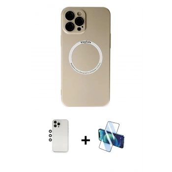 MARSİLYAN™- iPhone 12 Pro Kılıf Zirve Klasik Prime - Siyah 3D Antistatik Seramik Nano Ekran Koruyucu + Shine Kamera Lens - GS