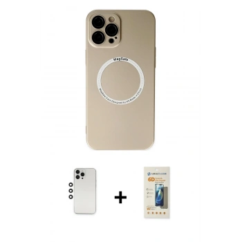 MARSİLYAN™- iPhone 12 Pro Kılıf Zirve Klasik Prime - Siyah 6D Mat Seramik Hayalet Nano Ekran Koruyucu + Shine Kamera Lens - GS