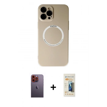MARSİLYAN™- iPhone 12 Pro Kılıf Zirve Klasik Prime - Siyah 6D Mat Seramik Hayalet Nano Ekran Koruyucu + Neon Fosforlu Kamera Lens - TU