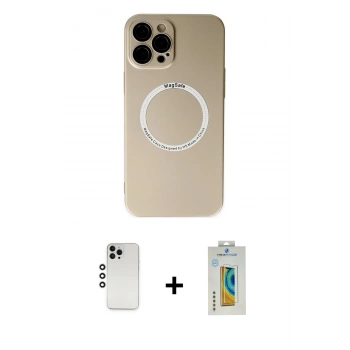 MARSİLYAN™- iPhone 12 Pro Kılıf Zirve Klasik Prime - Siyah Polymer Nano Ekran Koruyucu + Shine Kamera Lens - GS