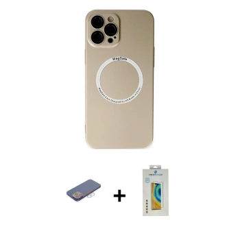 MARSİLYAN™- iPhone 12 Pro Kılıf Zirve Klasik Prime - Siyah Polymer Nano Ekran Koruyucu + Renkli Kamera Lens Koruma Cam - PE