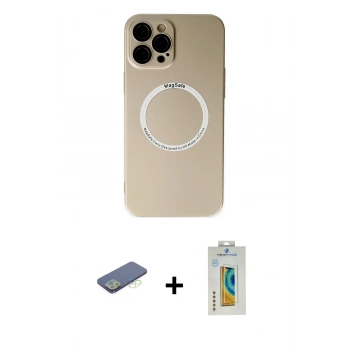 MARSİLYAN™- iPhone 12 Pro Kılıf Zirve Klasik Prime - Siyah Polymer Nano Ekran Koruyucu + Renkli Kamera Lens Koruma Cam - YL