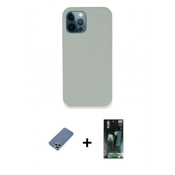 MARSİLYAN™- iPhone 12 Pro Kılıf Zirve Modern Özel Seri - Şeffaf 360 Full Body Arka Koruyucu + Metal Kamera Lens Koruma Cam - AKYL