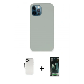 MARSİLYAN™- iPhone 12 Pro Kılıf Zirve Modern Özel Seri - Şeffaf 360 Full Body Arka Koruyucu + Shine Kamera Lens - GS
