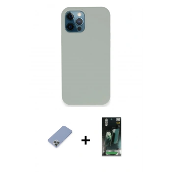 MARSİLYAN™- iPhone 12 Pro Kılıf Zirve Modern Özel Seri - Şeffaf 360 Full Body Arka Koruyucu + Metal Kamera Lens Koruma Cam - KUYL