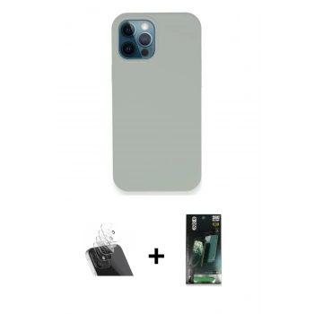 MARSİLYAN™- iPhone 12 Pro Kılıf Zirve Modern Özel Seri - Şeffaf 360 Full Body Arka Koruyucu + Kamera Lens Koruma Cam - SF