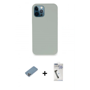 MARSİLYAN™- iPhone 12 Pro Kılıf Zirve Modern Özel Seri - Şeffaf Uv Polymer Nano Ekran Koruyucu + Shine Kamera Lens Koruma Cam - GI