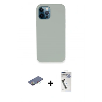 MARSİLYAN™- iPhone 12 Pro Kılıf Zirve Modern Özel Seri - Şeffaf Uv Polymer Nano Ekran Koruyucu + Renkli Kamera Lens Koruma Cam - MI