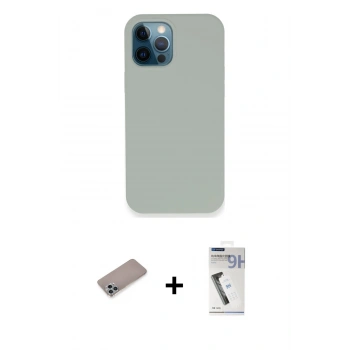 MARSİLYAN™- iPhone 12 Pro Kılıf Zirve Modern Özel Seri - Şeffaf Uv Polymer Nano Ekran Koruyucu + Shine Kamera Lens Koruma Cam - SABE
