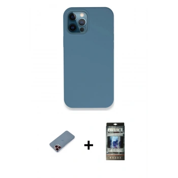 MARSİLYAN™- iPhone 12 Pro Kılıf Zirve Modern Özel Seri - Siyah 34D Hayalet Izgaralı Cam + Metal Kamera Lens Koruma Cam - KI