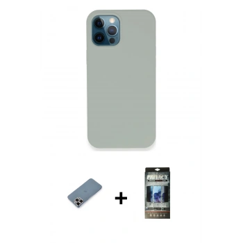 MARSİLYAN™- iPhone 12 Pro Kılıf Zirve Modern Özel Seri - Siyah 34D Hayalet Izgaralı Cam + Metal Kamera Lens Koruma Cam - MR