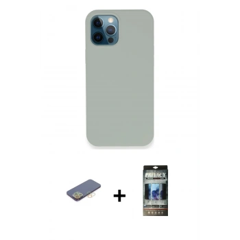 MARSİLYAN™- iPhone 12 Pro Kılıf Zirve Modern Özel Seri - Siyah 34D Hayalet Izgaralı Cam + Renkli Kamera Lens Koruma Cam - SI