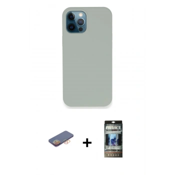 MARSİLYAN™- iPhone 12 Pro Kılıf Zirve Modern Özel Seri - Siyah 34D Hayalet Izgaralı Cam + Renkli Kamera Lens Koruma Cam - TU