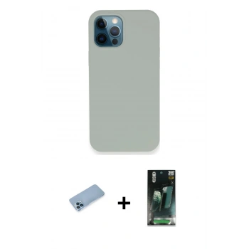 MARSİLYAN™- iPhone 12 Pro Kılıf Zirve Modern Özel Seri - Siyah 360 Mat Full Body Arka Koruyucu + Shine Kamera Lens Koruma Cam - MI