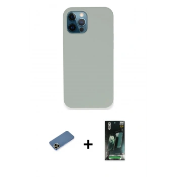 MARSİLYAN™- iPhone 12 Pro Kılıf Zirve Modern Özel Seri - Siyah 360 Mat Full Body Arka Koruyucu + Shine Kamera Lens Koruma Cam - GD