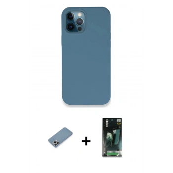 MARSİLYAN™- iPhone 12 Pro Kılıf Zirve Modern Özel Seri - Siyah 360 Mat Full Body Arka Koruyucu + Shine Kamera Lens Koruma Cam - GI