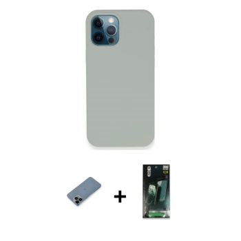 MARSİLYAN™- iPhone 12 Pro Kılıf Zirve Modern Özel Seri - Siyah 360 Mat Full Body Arka Koruyucu + Shine Kamera Lens Koruma Cam - SH