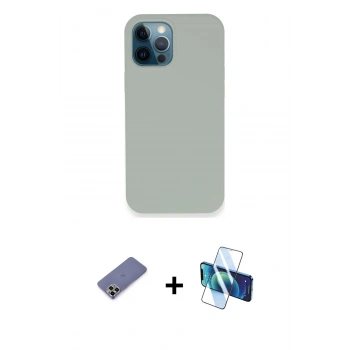 MARSİLYAN™- iPhone 12 Pro Kılıf Zirve Modern Özel Seri - Siyah 3D Antistatik Cam Ekran Koruyucu + Metal Kamera Lens Koruma Cam - GD