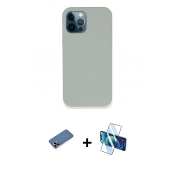 MARSİLYAN™- iPhone 12 Pro Kılıf Zirve Modern Özel Seri - Siyah 3D Antistatik Cam Ekran Koruyucu + Shine Kamera Lens Koruma Cam - GD