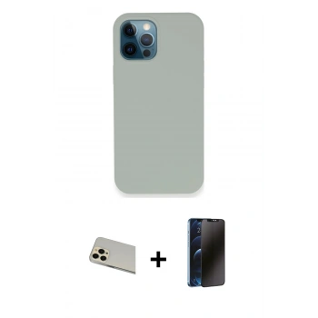MARSİLYAN™- iPhone 12 Pro Kılıf Zirve Modern Özel Seri - Siyah 3D Antistatik Hayalet Cam Ekran Koruyucu + Rainbow Kamera Lens Koruma Cam - GD