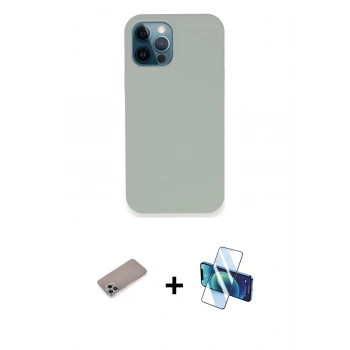 MARSİLYAN™- iPhone 12 Pro Kılıf Zirve Modern Özel Seri - Siyah 3D Antistatik Seramik Nano Ekran Koruyucu + Shine Kamera Lens Koruma Cam - SABE